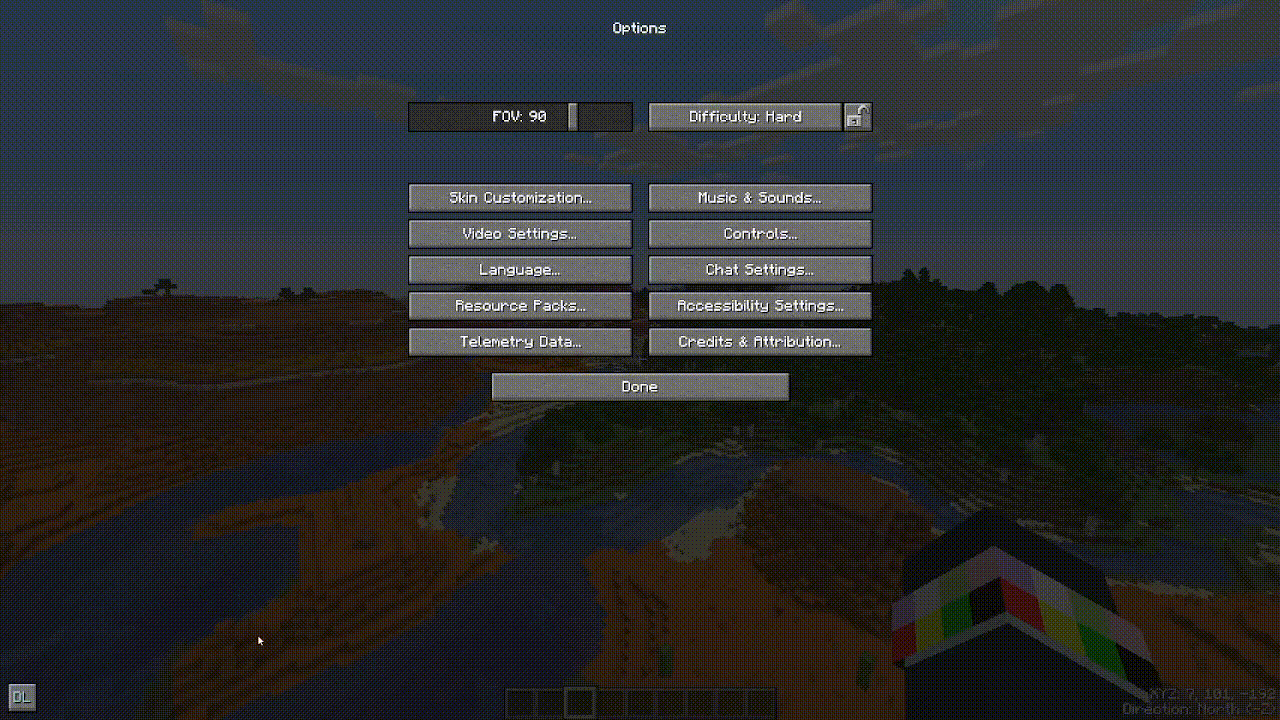In-game config screen